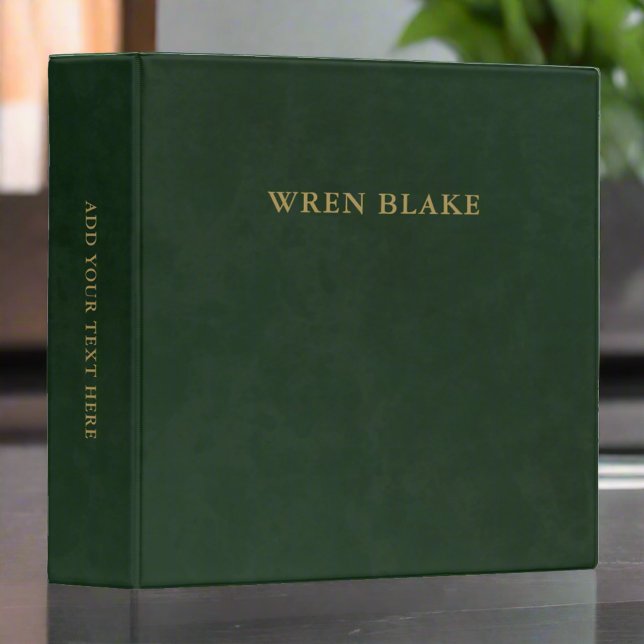 Elegant Dark Green Leather & Gold Script Name Binder (Creator Uploaded)
