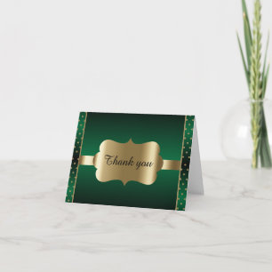 Elegant Dark Green & Polka Dots Design   Diy Words Thank You Card