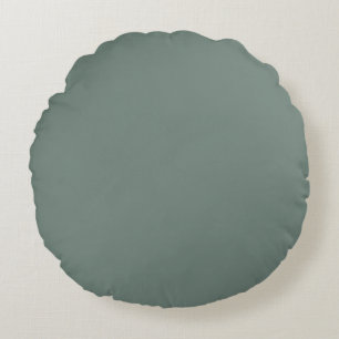 Elegant Dark Green Solid Color Round Pillow