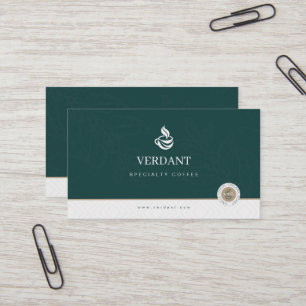 Elegant Dark Green Specialty Coffee business card