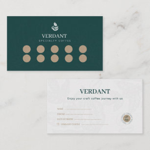 Elegant Dark Green Specialty Coffee Loyalty Card