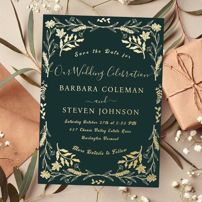 Elegant Dark Green Typography Chic Boho Wedding (Creator Uploaded)