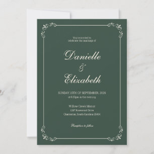 Elegant Dark Green Wedding Invitation