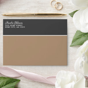 Elegant Dark Grey Beige Return Address Envelope
