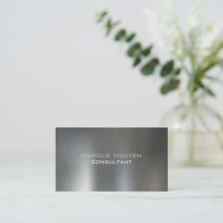 Elegant Dark Grey Brushed Metal Stainless Aluminum Business Card