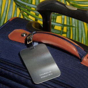 Elegant Dark Grey Brushed Metal Stainless Aluminum Luggage Tag