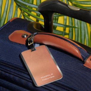Elegant Dark Grey & Copper Brushed Metal Stainless Luggage Tag