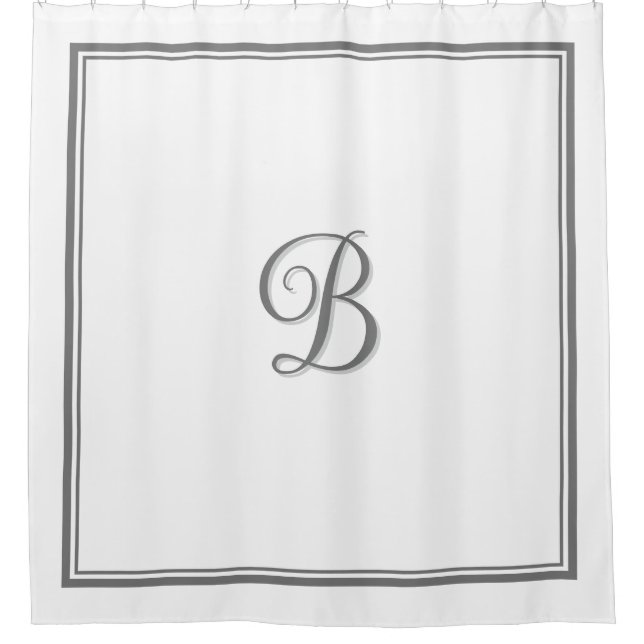 Elegant Dark Grey Double Border Script Monogram (Front)