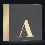 Elegant Dark Grey Faux Gold Bold Monogram Binder<br><div class="desc">Elegant customizable binders. Personalize with you monogram.
Design with dark grey/faux gold background and bold faux gold monogram.</div>