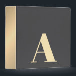 Elegant Dark Grey Faux Gold Bold Monogram Binder<br><div class="desc">Elegant customizable binders. Personalize with you monogram.
Design with dark grey/faux gold background and bold faux gold monogram.</div>