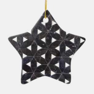 Elegant dark grey flower of life pattern ceramic ornament