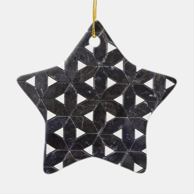 Elegant dark grey flower of life pattern ceramic ornament (Front)