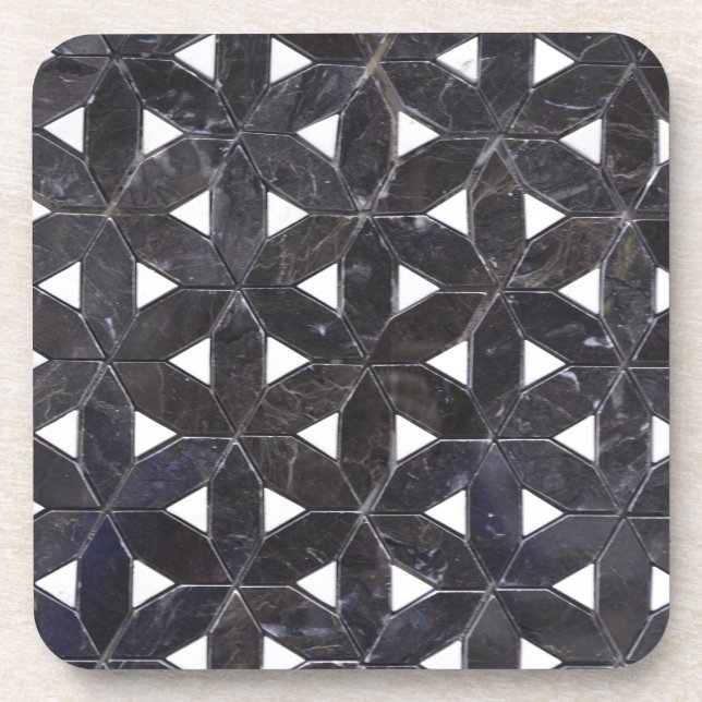 Elegant dark grey flower of life pattern coaster (Front)