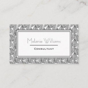 Elegant Dark Grey Leaf Pattern Stylish Business Card
