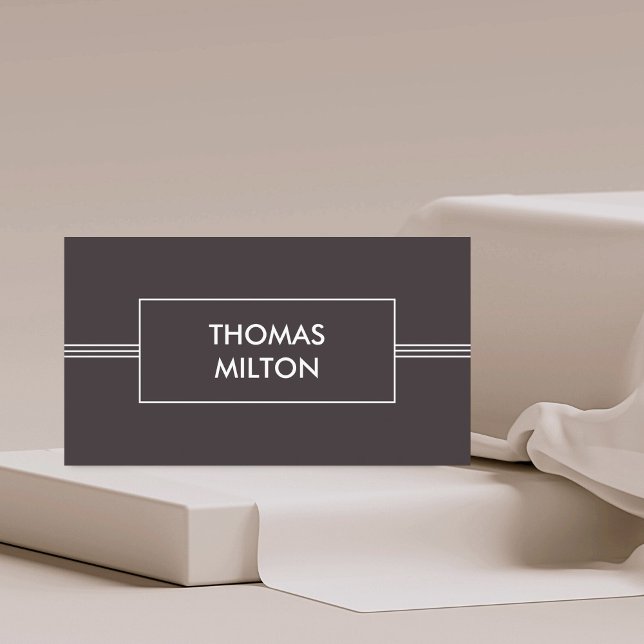 Elegant Dark Grey White Lines Consultant Business Card (Creator Uploaded)