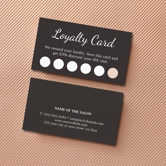 Elegant Dark Grey White Pastel Salon Loyalty Card (Creator Uploaded)