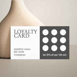 Elegant Dark Grey White Salon  Loyalty Card