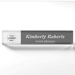 Elegant Dark Grey with Custom Business Logo Nameplate