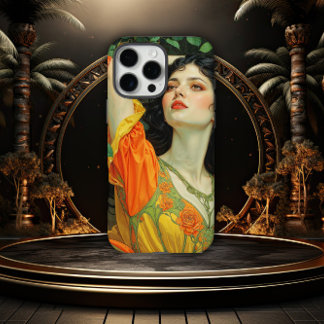 Elegant Dark Haired Art Nouveau Woman iPhone 16 Pro Max Case