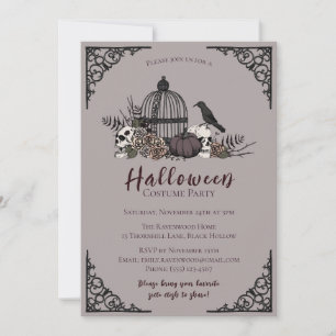 Elegant Dark Halloween Adult Costume Party Invitation