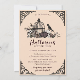 Elegant Dark Halloween Adult Costume Party Invitation