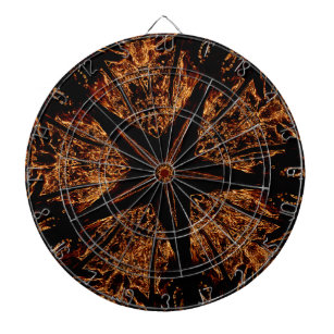 Elegant Dark Kaleidoscopic Design Black Brown Star Dartboard