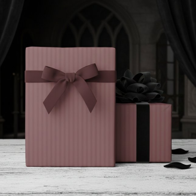 Elegant Dark Mauve Pinstripes Wrapping Paper (Gothic Dark Mauve Wrapping Paper for Her. Elegant Simple Hallowedding Gift Wrap in Gothic Pink)