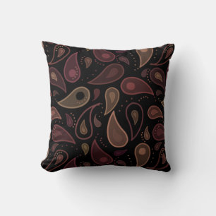 Elegant Dark Modern Paisley Pattern Throw Pillow