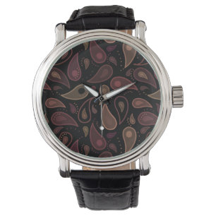 Elegant Dark Modern Paisley Pattern Watch