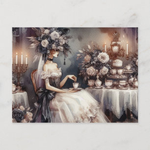 Elegant Dark Moody Bridal Tea Party Postcard