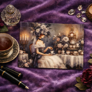 Elegant Dark Moody Bridal Tea Party Postcard
