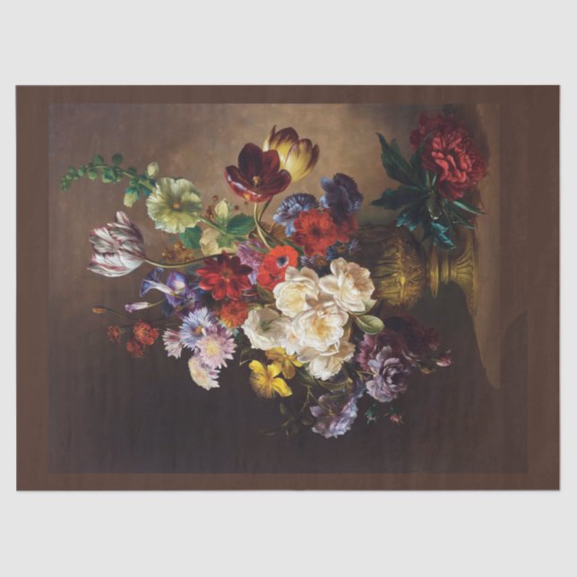 Elegant Dark Moody Dutch Fine Art Still Life Tissue Paper (Front)