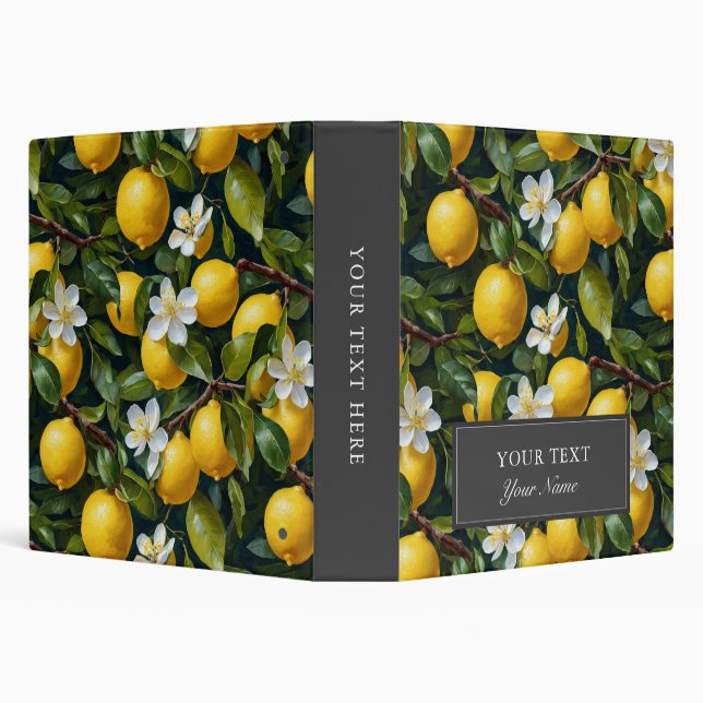 Elegant Dark Moody Lemon Fruit Blossom Binder (Background)