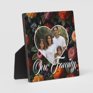 Elegant dark moody vintage florals personalize plaque