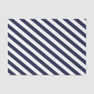 Elegant Dark Navy Blue and White Striped Pattern Tissue Paper