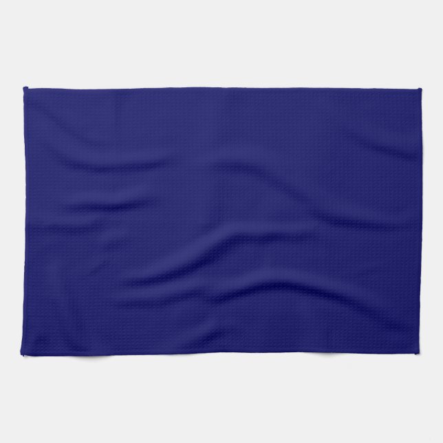 Elegant Dark Navy Blue Solid Colour Blank Template Kitchen Towel (Horizontal)