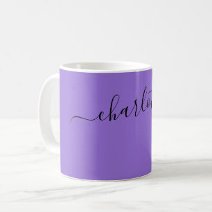Elegant Dark Pastel Purple Colour Name Personalize Coffee Mug