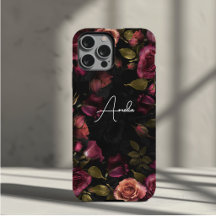 Elegant Dark Pink Burgundy Botanical Floral Art