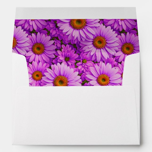 Elegant dark pink magenta floral daisies envelope (Back (Bottom))