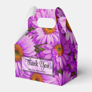 Elegant dark pink magenta floral daisies favor box