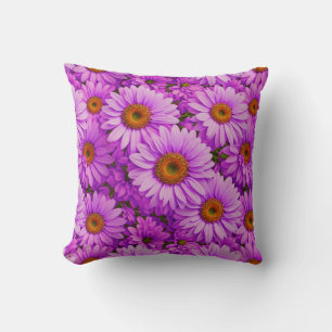 Elegant dark pink magenta floral daisies throw pillow