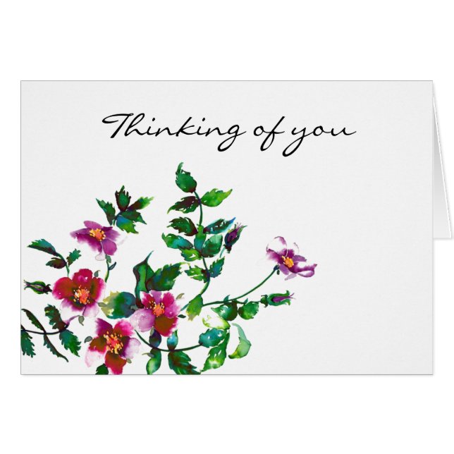 Elegant dark pink modern watercolor wildflowers (Front Horizontal)