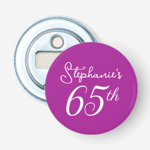 Elegant Dark Pink Monogram 65th Birthday Party Bottle Opener