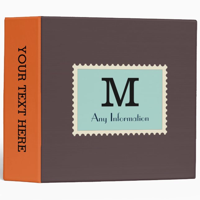 Elegant Dark Puce Colour Monogram Binder (Front/Spine)