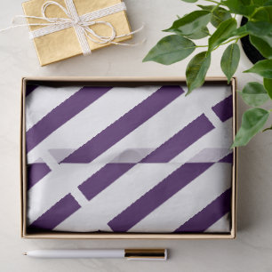 Elegant Dark Purple and White Striped Pattern Tissue Paper