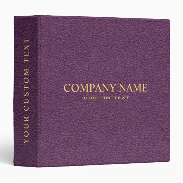 Elegant Dark PURPLE FAKE Leather Look Personalized Binder (Front/Spine)