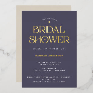 Elegant Dark Purple Gold Star Bridal Shower