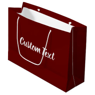 Elegant Dark Red and White Script Text Template Large Gift Bag