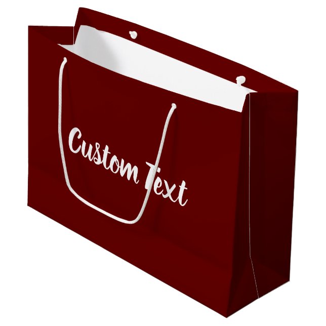 Elegant Dark Red and White Script Text Template Large Gift Bag (Front Angled)