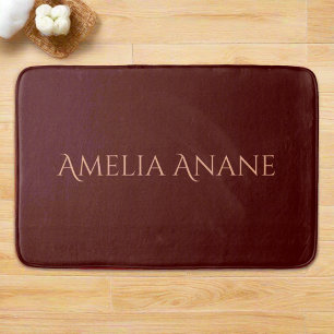 Elegant Dark Red & Blush Pink Typography Bath Mat